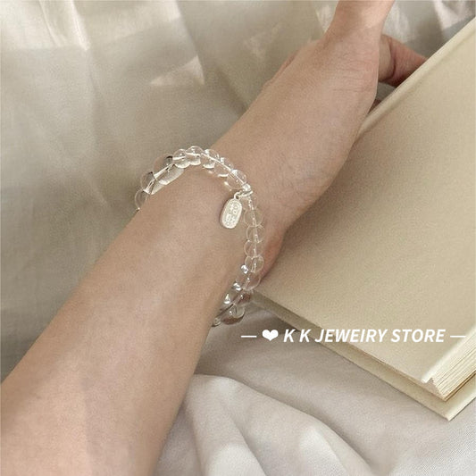 Chinese natural white crystal beckoning bracelet