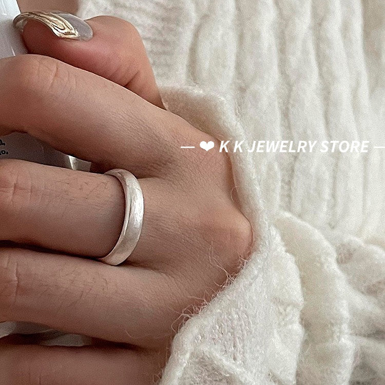 925 Silver Brushed Frosted Plain Band Ring