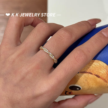 925 Silver Gold-Plated Diamond Wrapped Ring