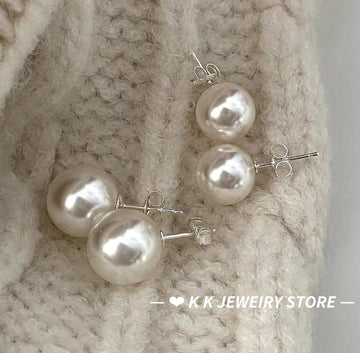 925 Silver Artificial Pearl Stud Earrings