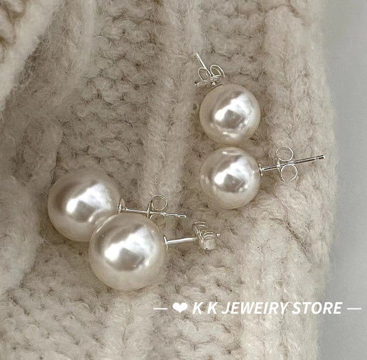 925 silver faux pearl stud earrings