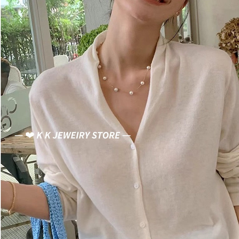 Starry Natural Freshwater Pearl Collarbone Chain