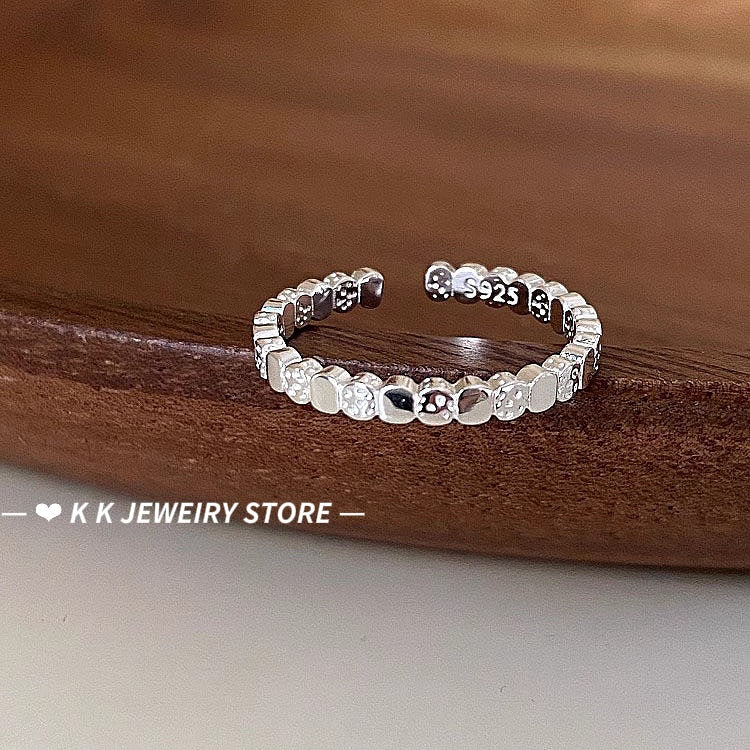 S925 Silver Lava Cube Texture Ring