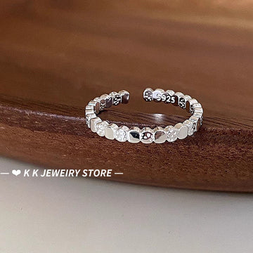 S925 Silver Lava Cube Texture Ring