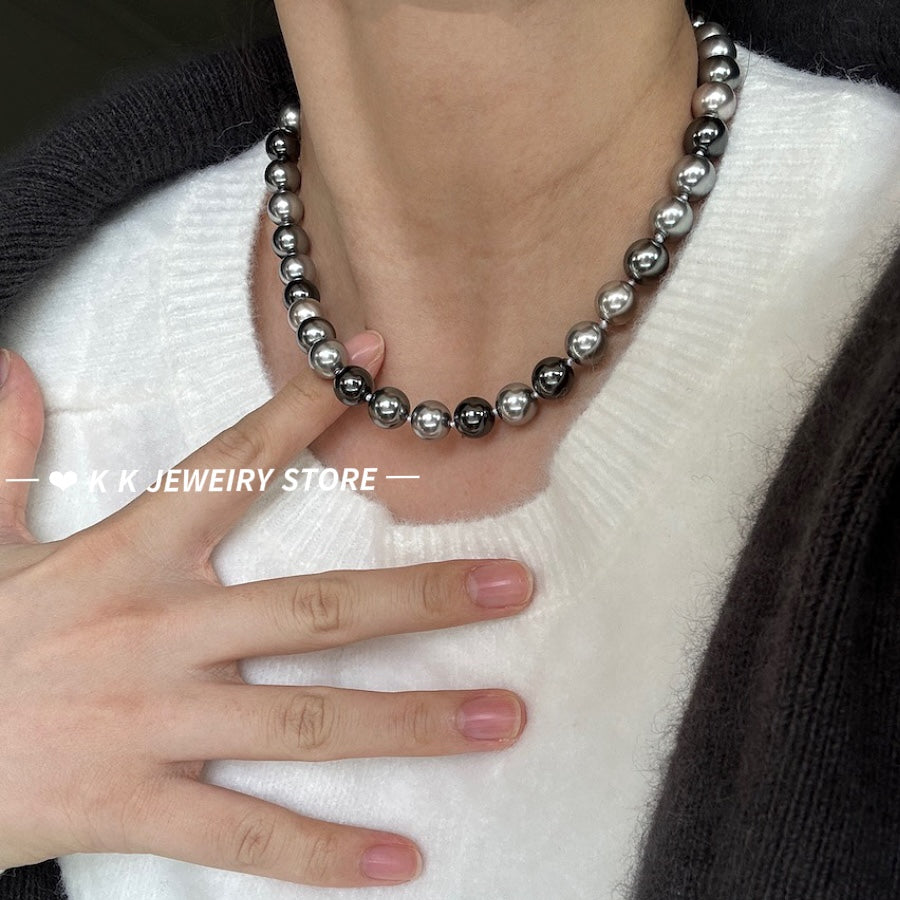Mixed Gray-Green Artificial Pearl Necklace