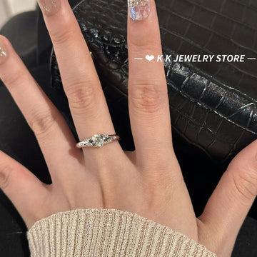 925 Silver Plated White Gold 1-Carat High Carbon Diamond Ring
