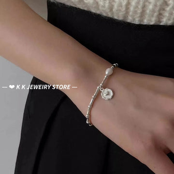 925 Silver Bamboo Joint Love Heart Bracelet