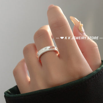 925 Silver Glitter Fish Scale Ring