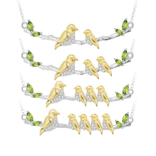 Designer! 925 Silver Natural Gemstone Bird Design Necklace