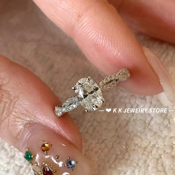 925 Silver 5×7mm Ballet High Carbon Diamond Ring