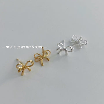 925 Silver Bowknot Hollow-Out Earrings