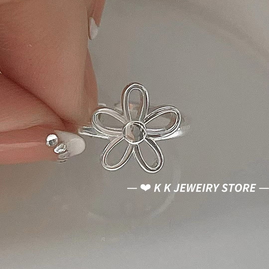 925 silver openwork floret ring