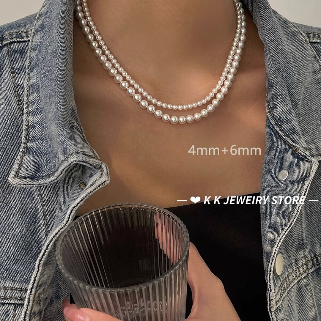 Super textured!! Faux pearl necklace~