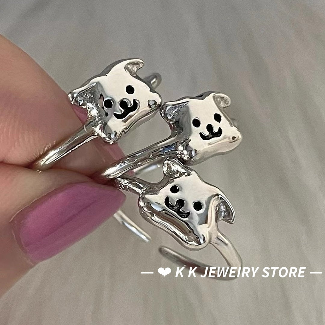 925 Silver Cartoon Puppy Ring