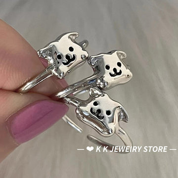 925 Silver Cartoon Puppy Ring
