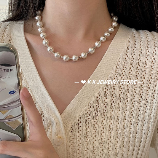 925 Silver High-Luster Artificial Pearl Necklace