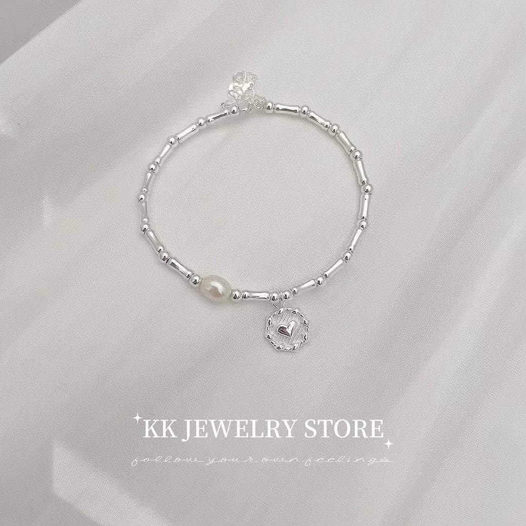 925 Silver Bamboo Joint Love Heart Bracelet
