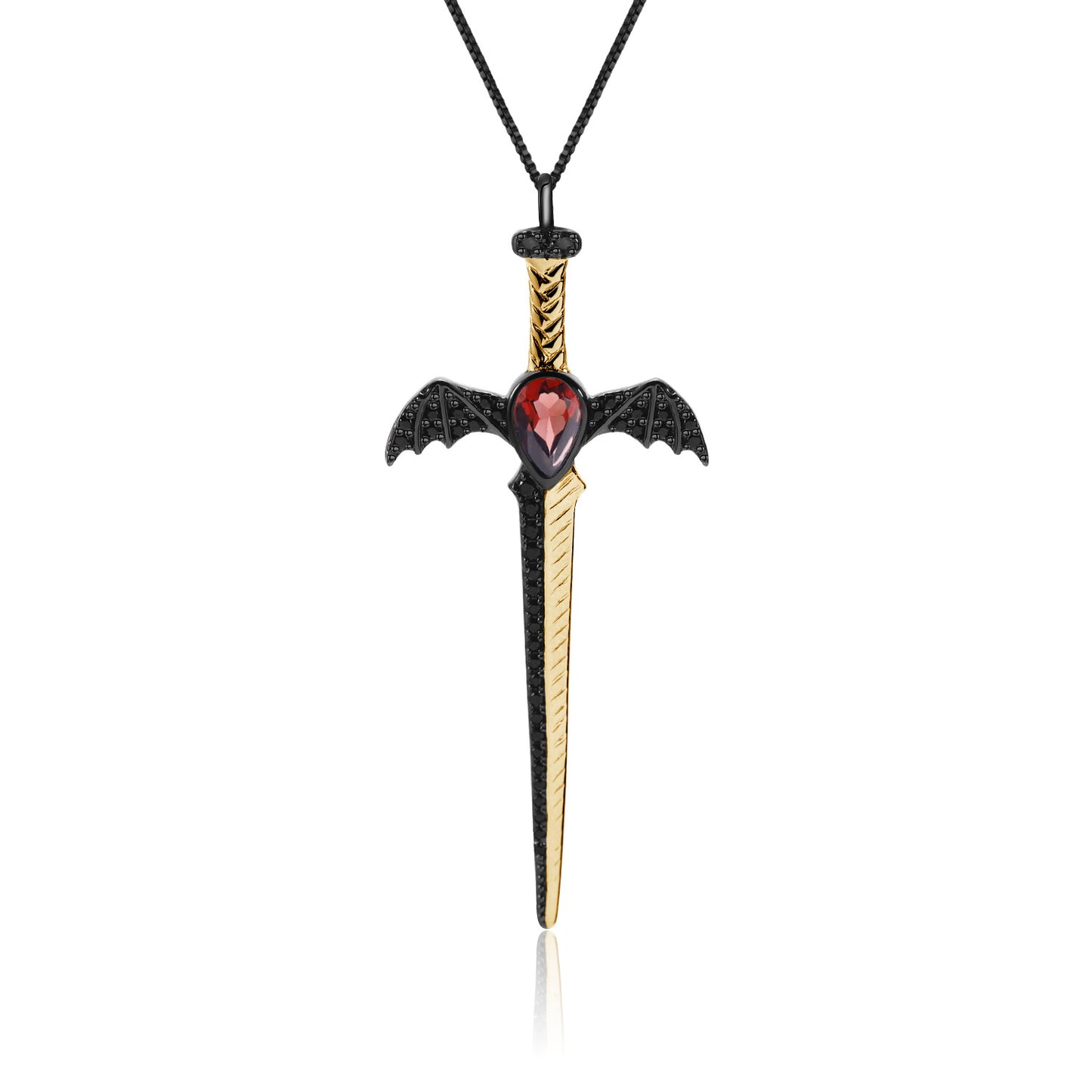 Designer model!! 925 Silver Dark Dagger Design Gothic Natural Gemstone Necklace