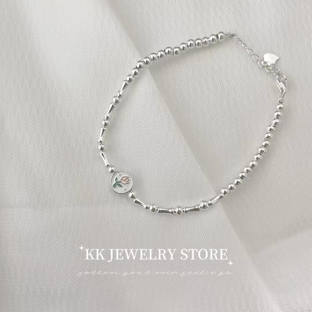 925 silver tulip slub bracelet