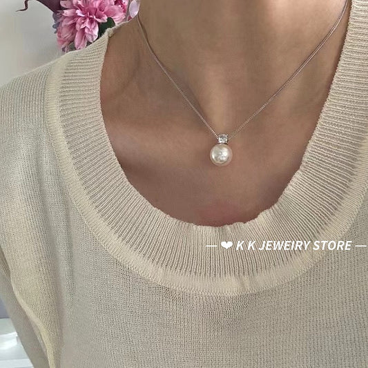 925 Silver Artificial Pearl Diana Necklace