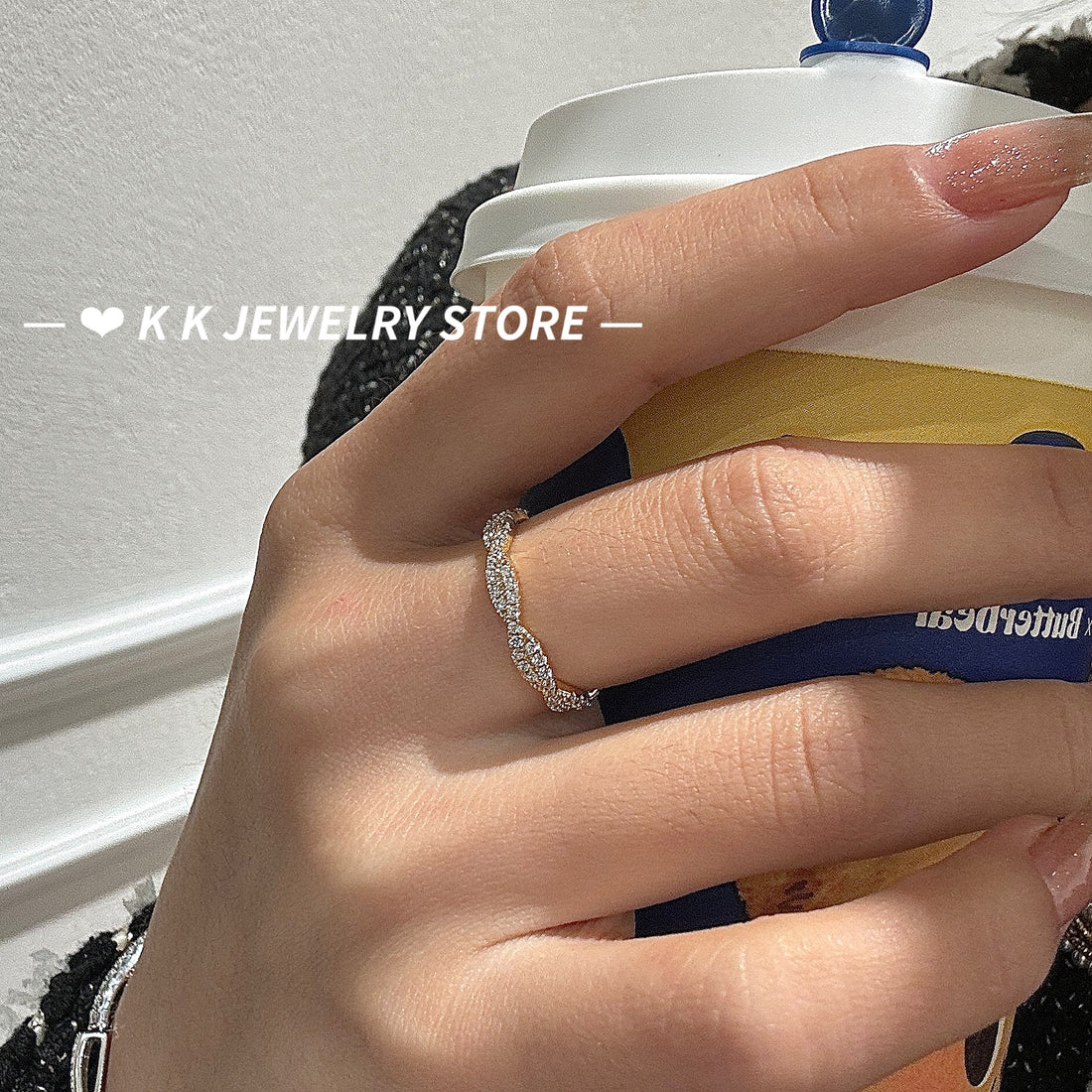 925 Silver Gold-Plated Diamond Wrapped Ring