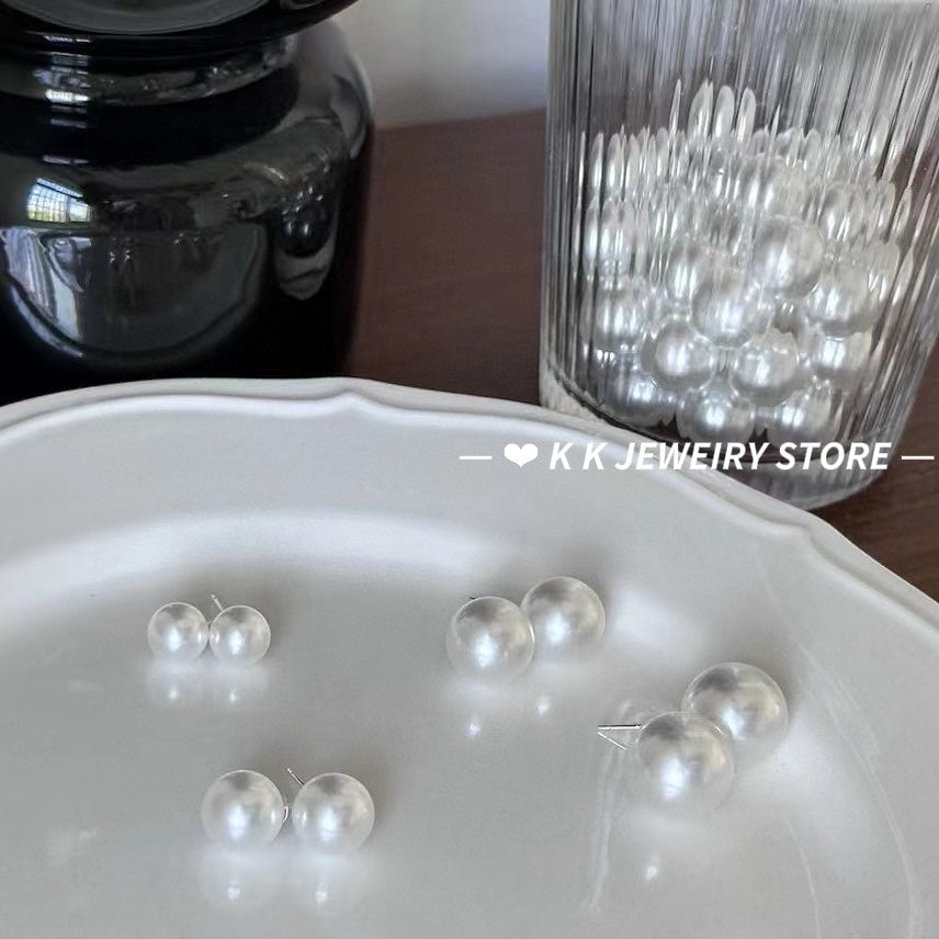 Imitation Australian white pearl stud earrings 925 silver