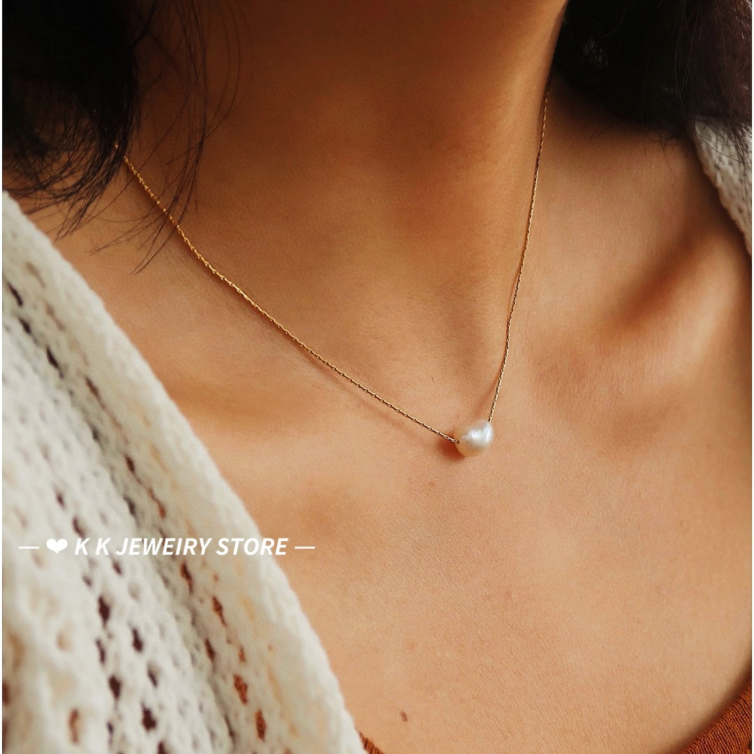 Special-shaped natural freshwater baroque pearl necklace