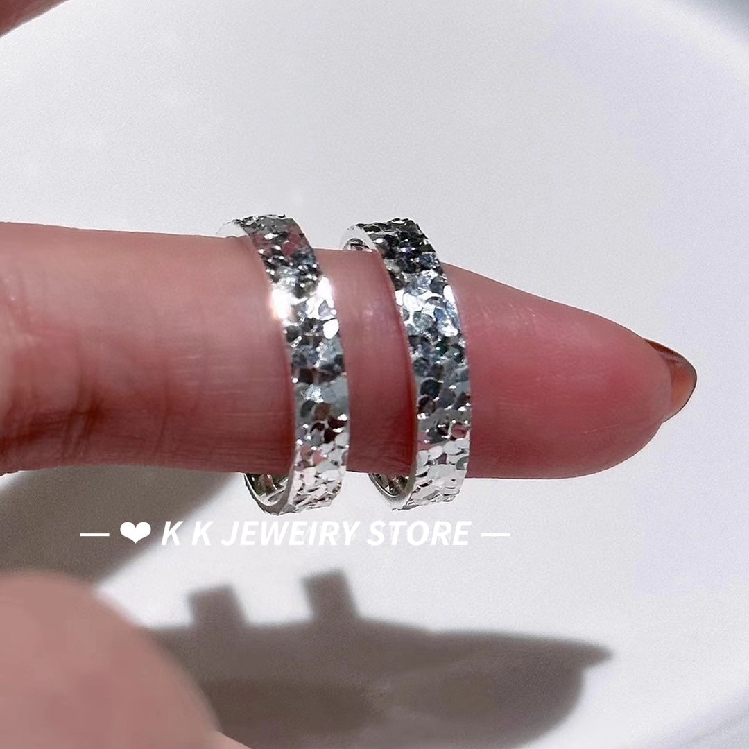 999 foot silver sparkling sequin ring