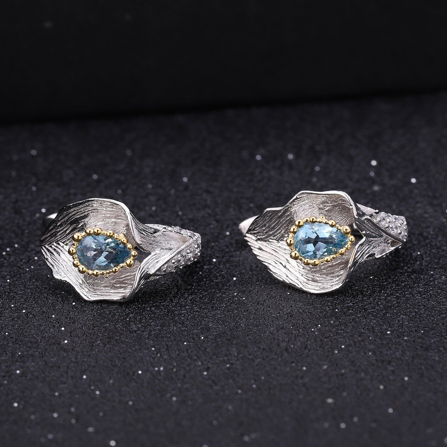 Designer! 925 Silver Italian Craft Jewelry Natural Colored Stone Stud Earrings