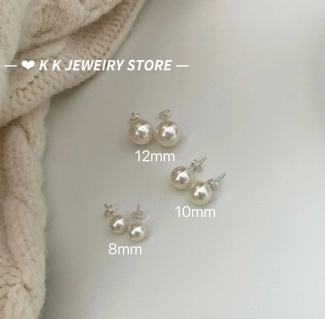 925 silver faux pearl stud earrings