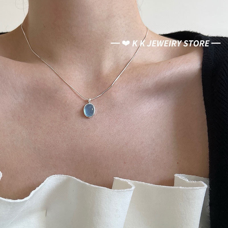 925 Silver Aquamarine Necklace