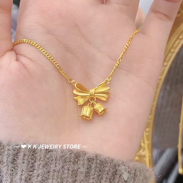 925 Silver Bow & Lily of the Valley Necklace