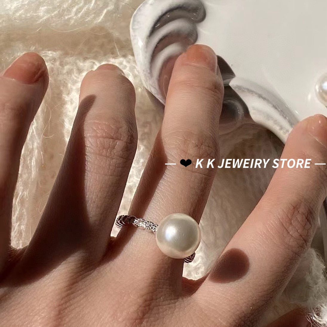 925 Silver 10mm Artificial Pearl Open Ring