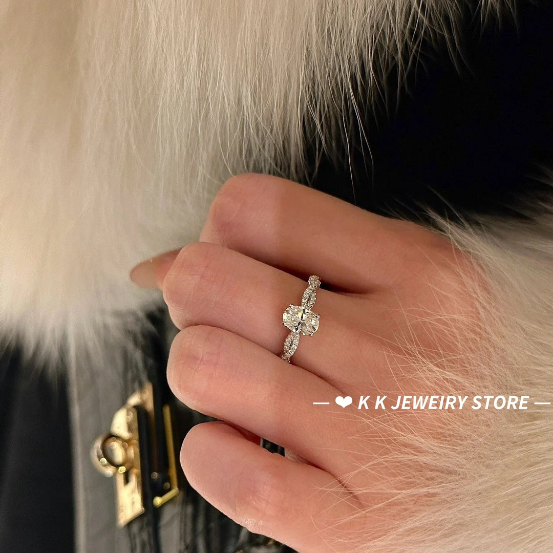 925 Silver 5×7mm Ballet High Carbon Diamond Ring