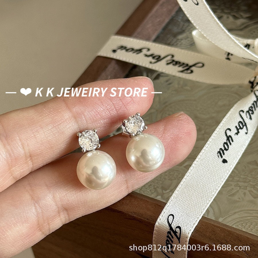 All-over Sterling Silver Princess Diana Stud Earrings