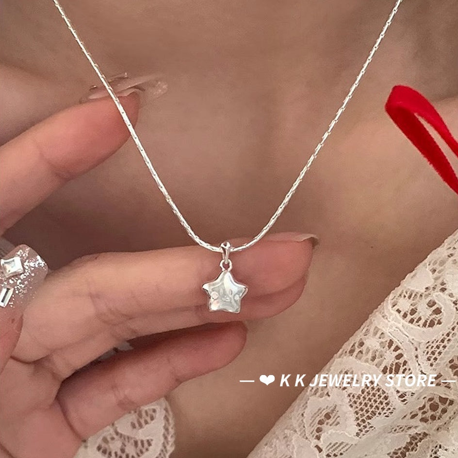 925 Silver Lucky Smile Star Snake Bone Necklace