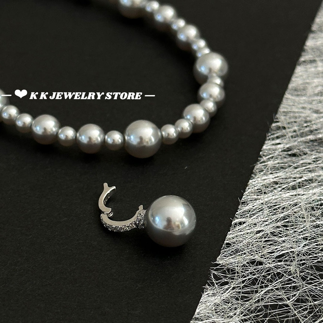 925 silver gradient imitation pearl necklace