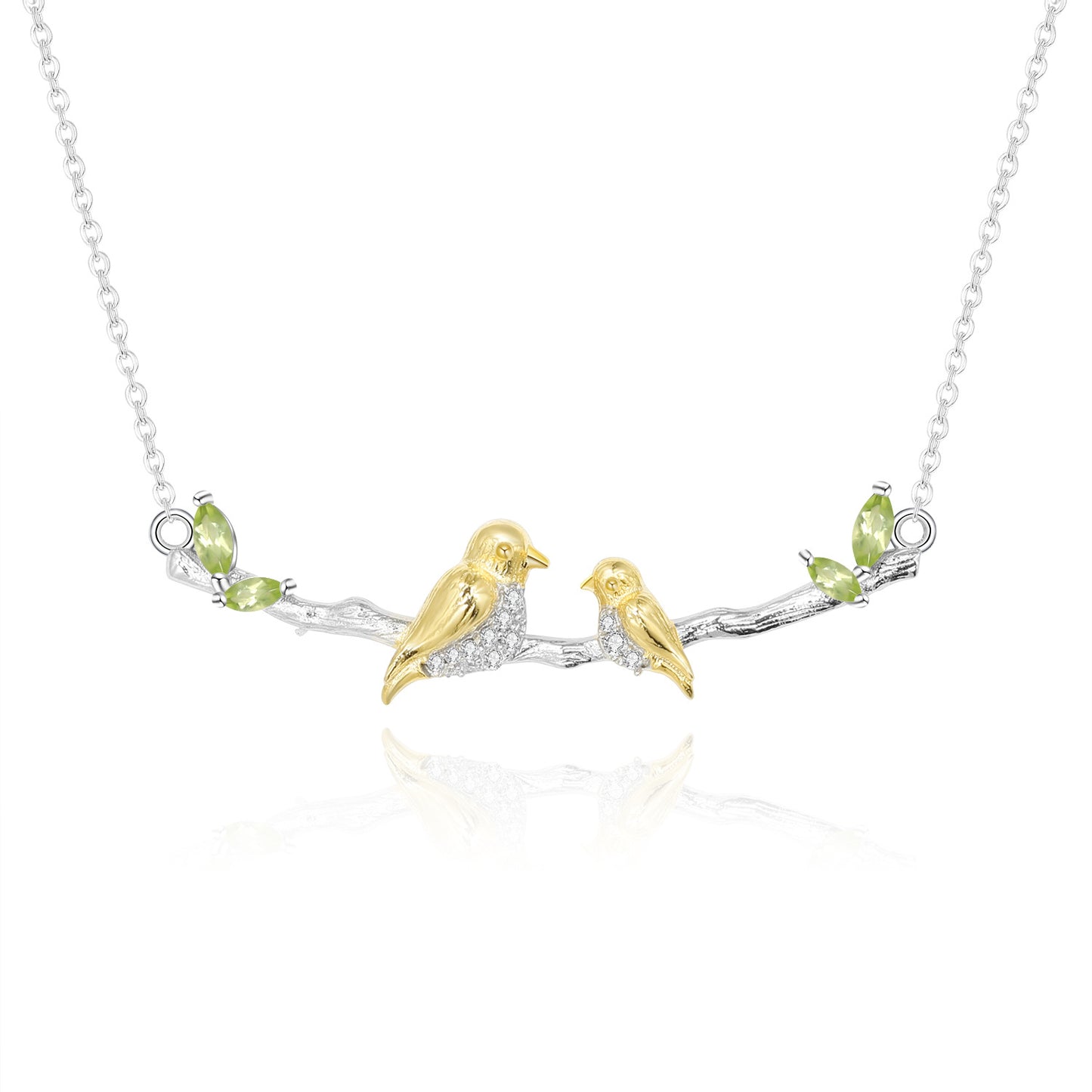 Designer! 925 Silver Natural Gemstone Bird Design Necklace