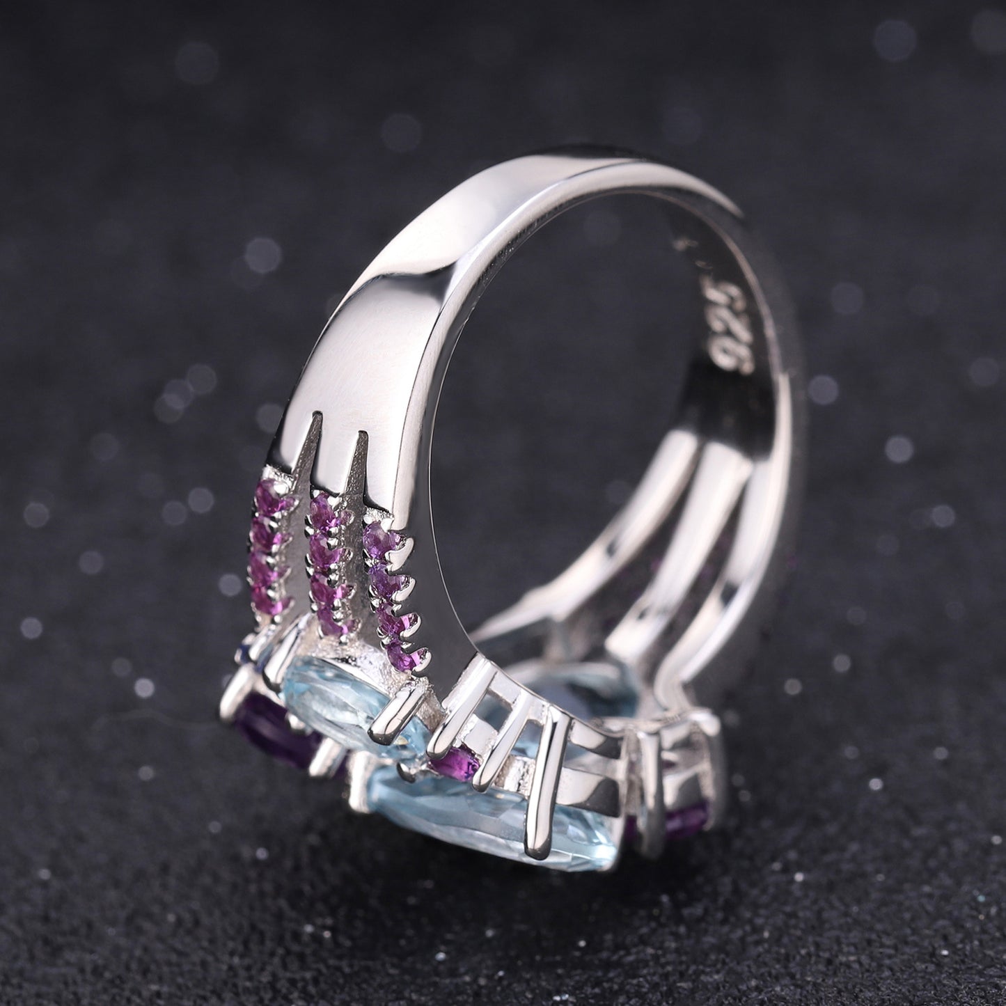 Designer! 925 sterling silver and natural gemstone luxury banquet luxury ring