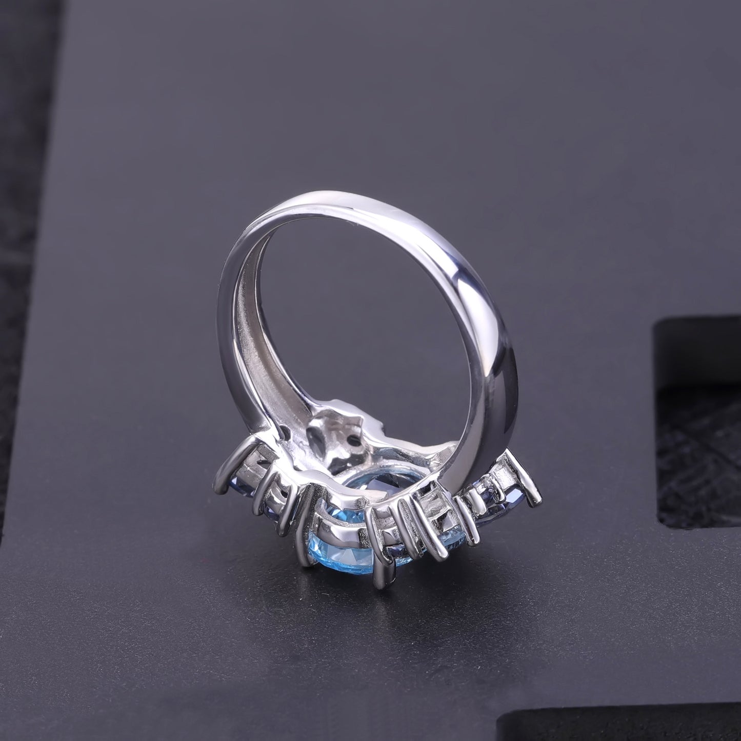 Designer! Original design! 925 silver set natural topaz gemstone ring