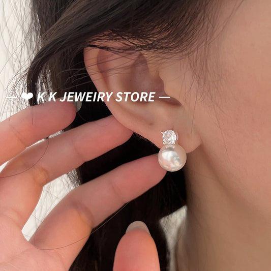 All-over Sterling Silver Princess Diana Stud Earrings