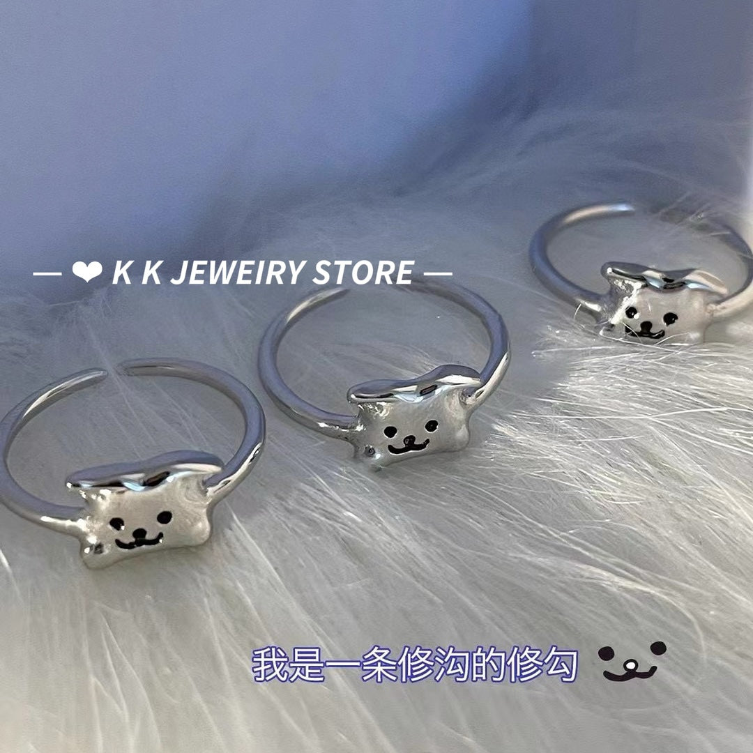 925 Silver Cartoon Puppy Ring