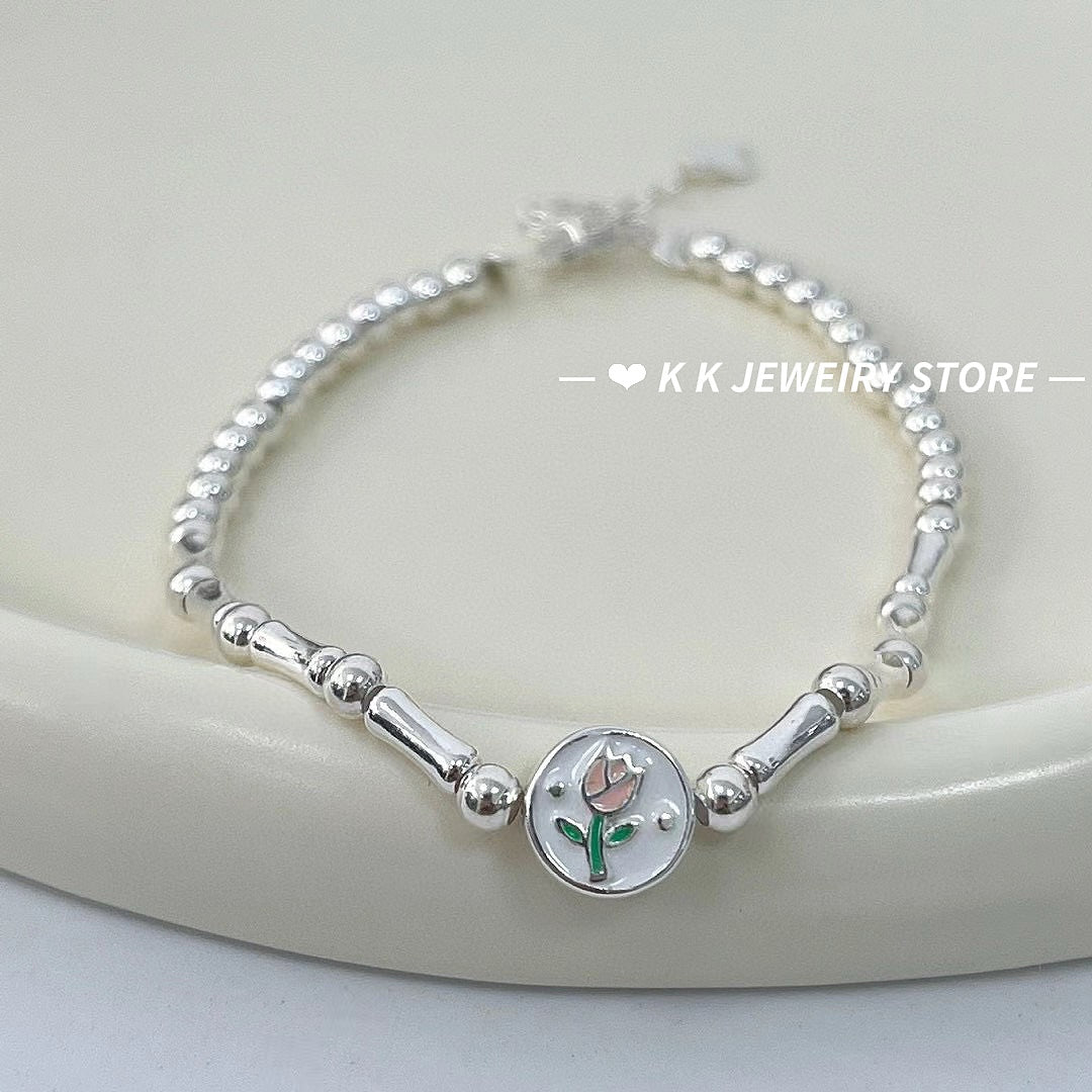 925 silver tulip slub bracelet