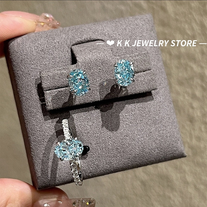 925 silver imported high carbon diamond 6*8mm earrings