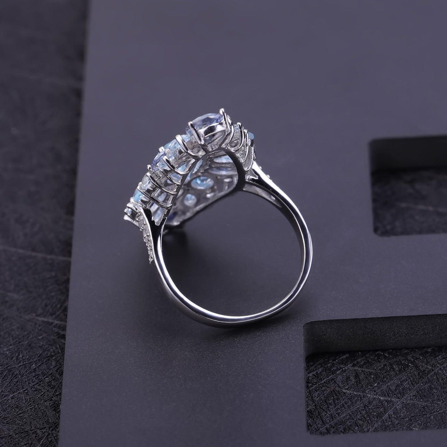 Designer! 925 Silver Natural Topaz Gemstone Italian Craft Jewelry Ring