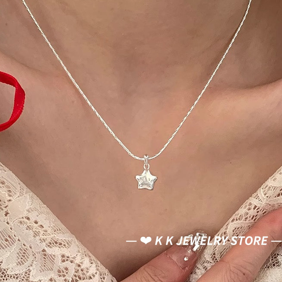 925 Silver Lucky Smile Star Snake Bone Necklace