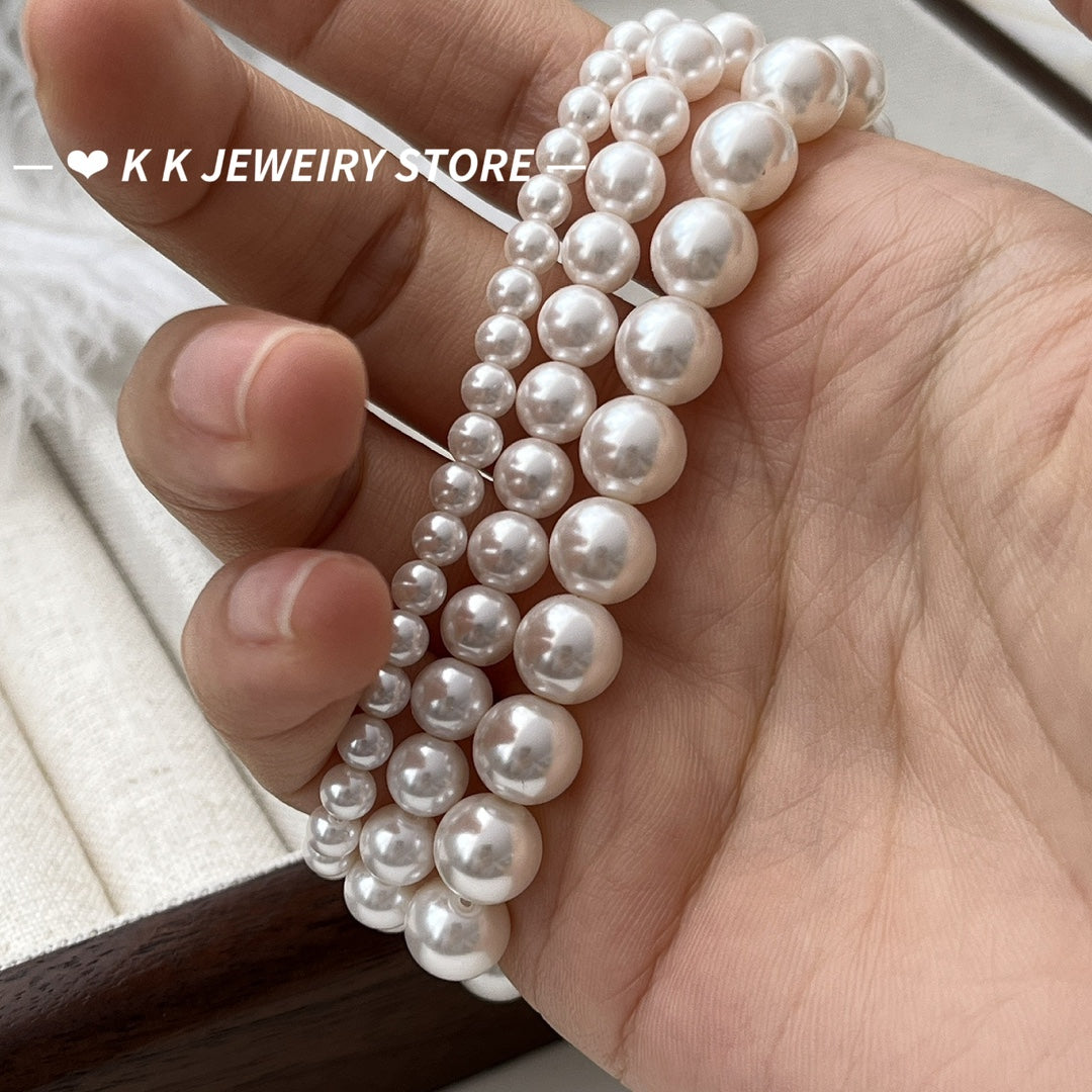 925 silver faux pearl simple bracelet