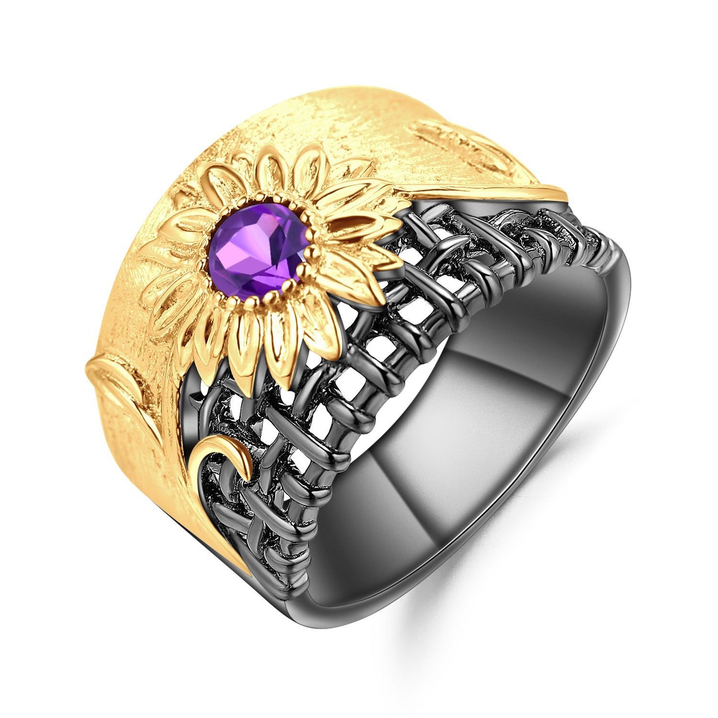 Designer! 925 Silver Natural Amethyst Italian Craftsmanship Beyond Flower Design Ring