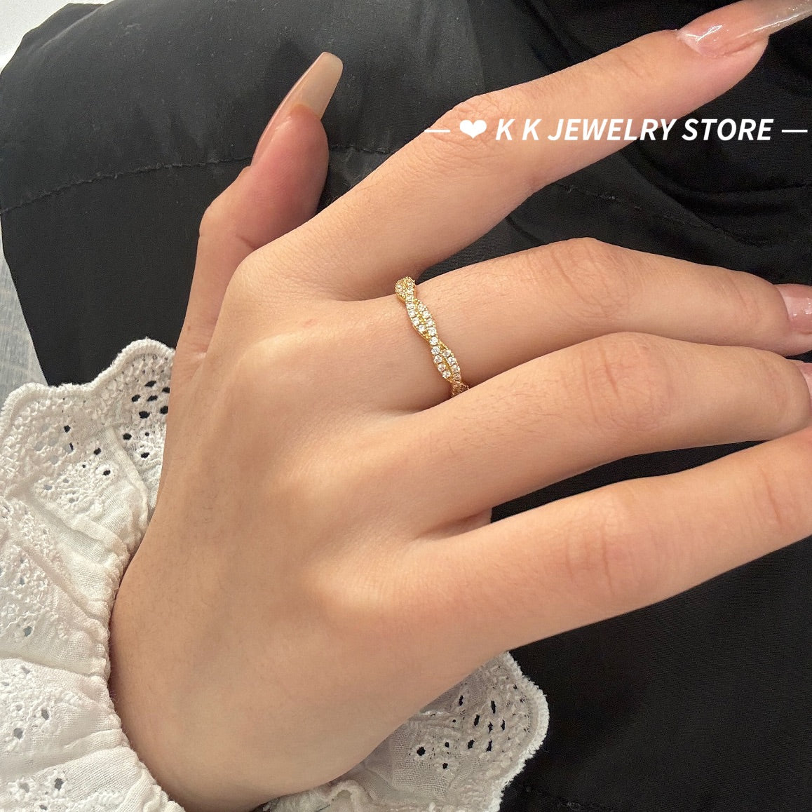 High Quality ~925 Silver Gold Plated Diamond Cross Ring