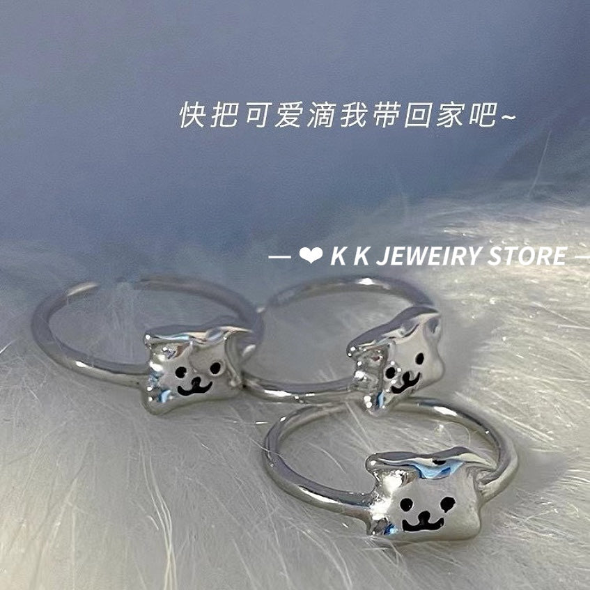 925 Silver Cartoon Puppy Ring